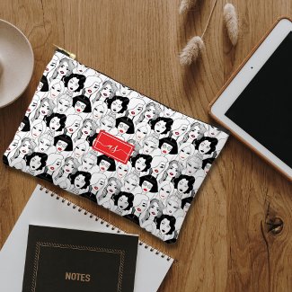 Crowd of Women with Red Lips Monogrammed Initials