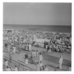 Crowd on Beach Ceramic Tile