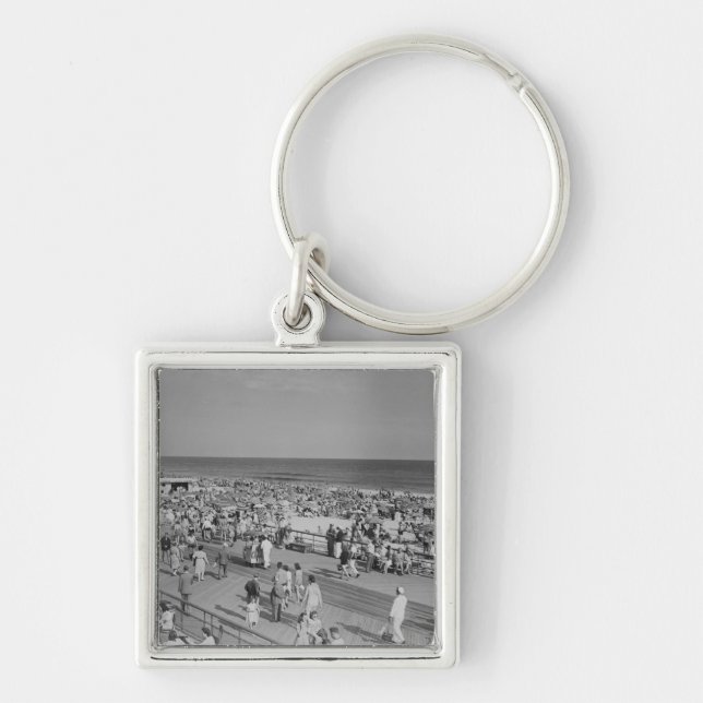 Crowd on Beach Keychain (Front)