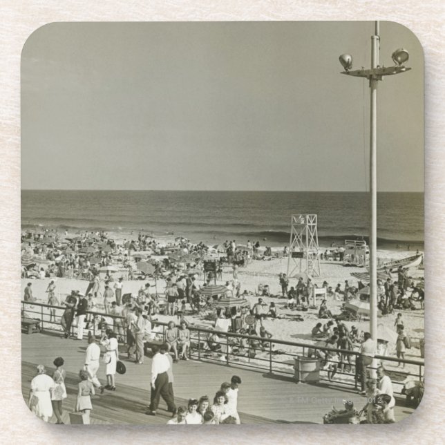 Crowded Beach Beverage Coaster (Front)