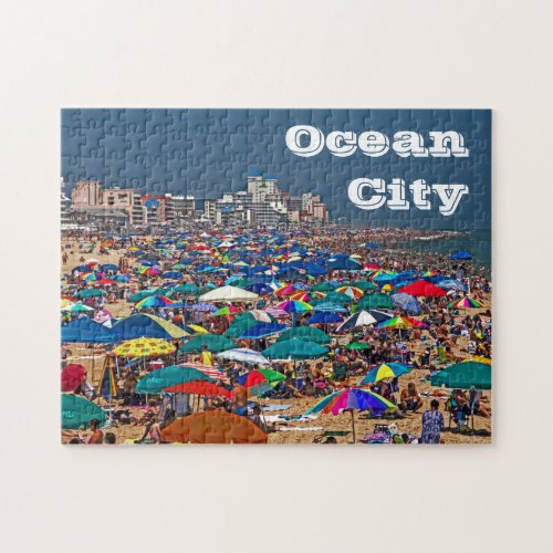 Crowded Beach in Ocean City Jigsaw Puzzle