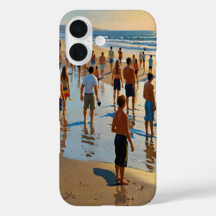 Crowded Beach Walk iPhone 16 Case