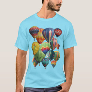 Crowded Colorful Hot Air Balloons on Blue T-Shirt