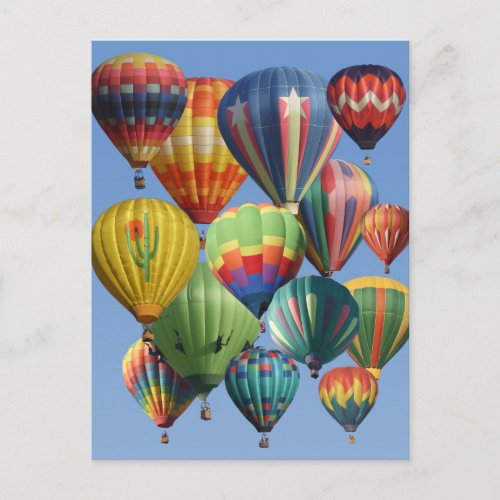 Crowded Colorful Hot Air Balloons Postcard