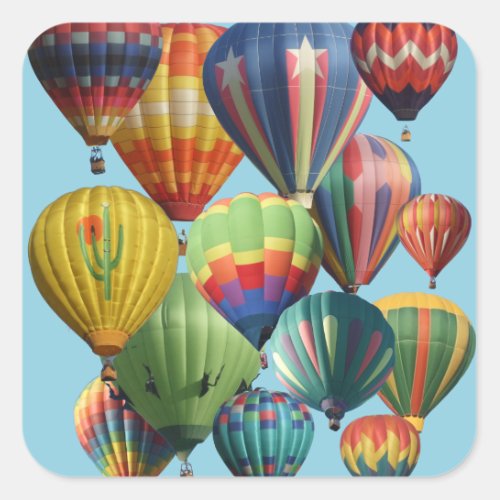 Crowded Colorful Hot Air Balloons Square Sticker