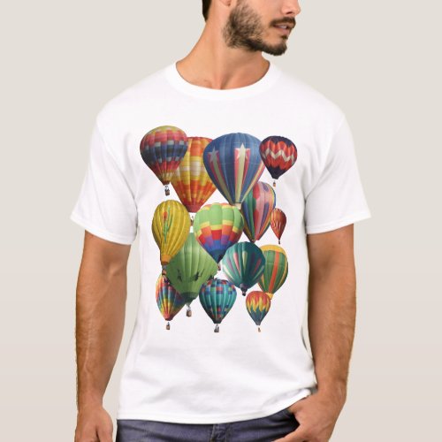 Crowded Colorful Hot Air Balloons  T_Shirt