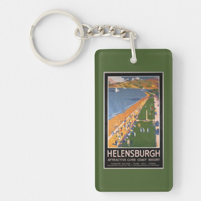 Crowds along Clyde Coast Beach Railways Poster Keychain (Front)