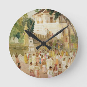 Crowds at a Monument in India, 1895 (w/c & pencil Round Clock