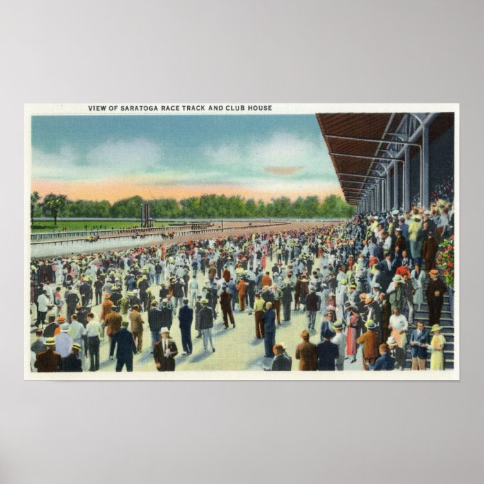 Crowds at Saratoga Race Track & Clubhouse Poster