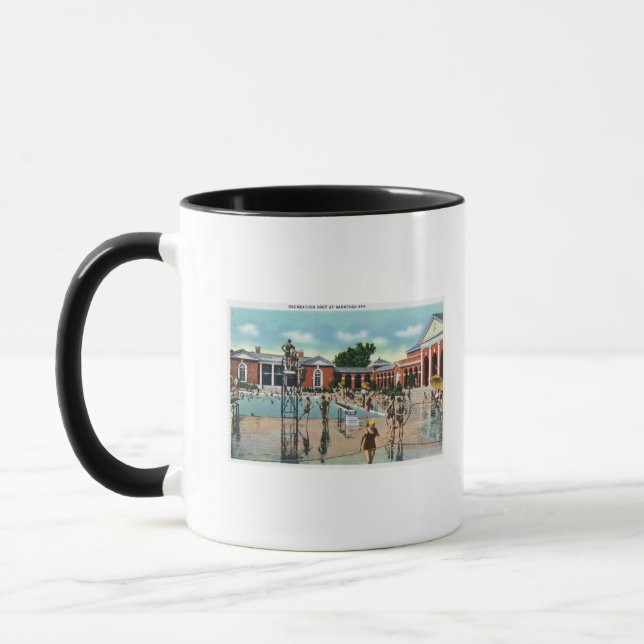 Crowds at Saratoga Spa Swimming Pool Mug (Left)