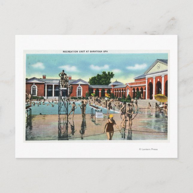 Crowds at Saratoga Spa Swimming Pool Postcard (Front)
