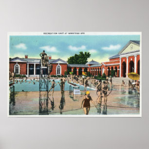 Crowds at Saratoga Spa Swimming Pool Poster