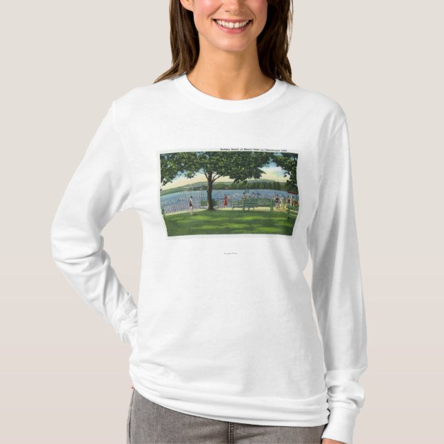 Crowds at the Beach and Park on Chautauqua T-Shirt (Front)