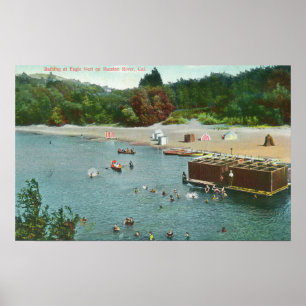 Crowds Swimming in the Russian River Poster