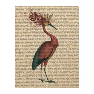 Crowed Marsala Heron Wood Wall Decor