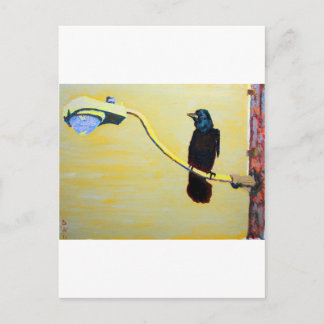Crowing Crow on a Light Pole Postcard