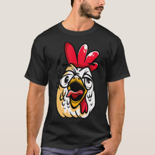 Crowing Rooster Face Chicken Bird Animals  T-Shirt
