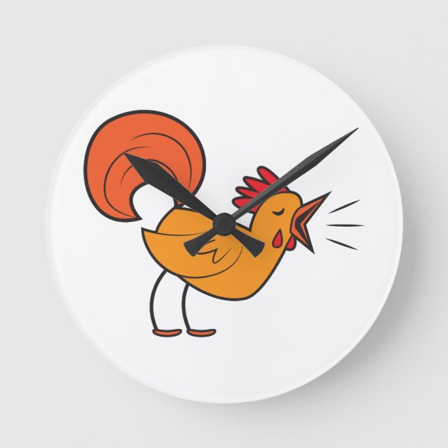 Crowing ROOSTER Round Clock (Front)