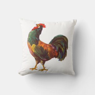Crowing Rooster Vintage Crate Art Pillow