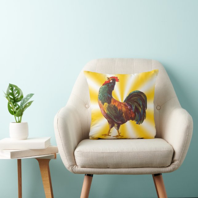 Crowing Rooster Vintage Crate Art Starburst Pillow (Chair)