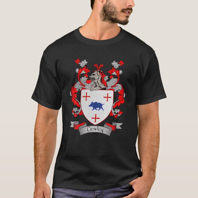 Crowley Coat Of Arms | Crowley Surname Family Cres T-Shirt (Front)
