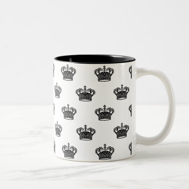 Crown 01 - Black on White Two-Tone Coffee Mug (Right)