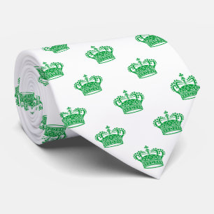 Crown 01 - Grass Green on White Neck Tie