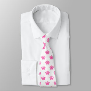 Crown 01 - Hot Pink on White Neck Tie