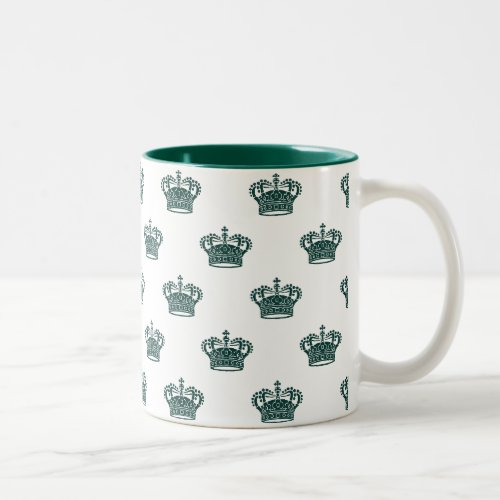 Crown 01 _ Hunter Green on White Two_Tone Coffee Mug