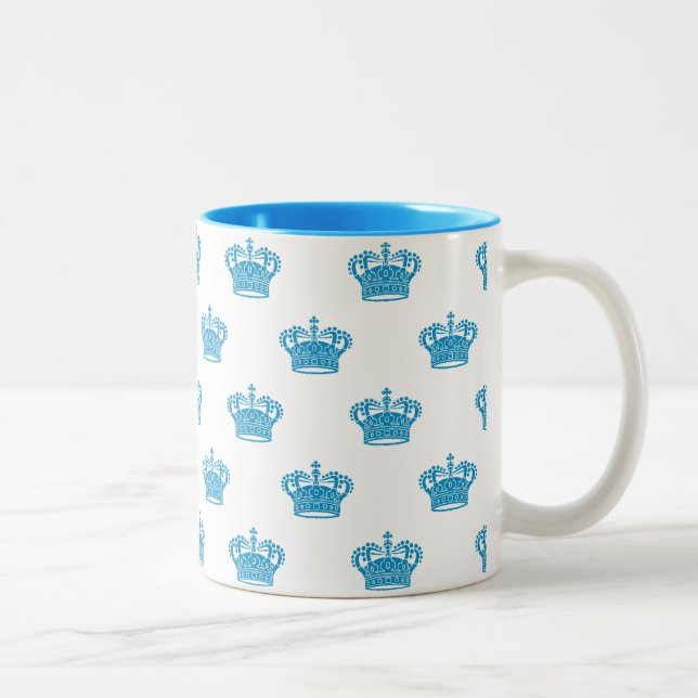 Crown 01 - Light Blue on White Two-Tone Coffee Mug (Right)