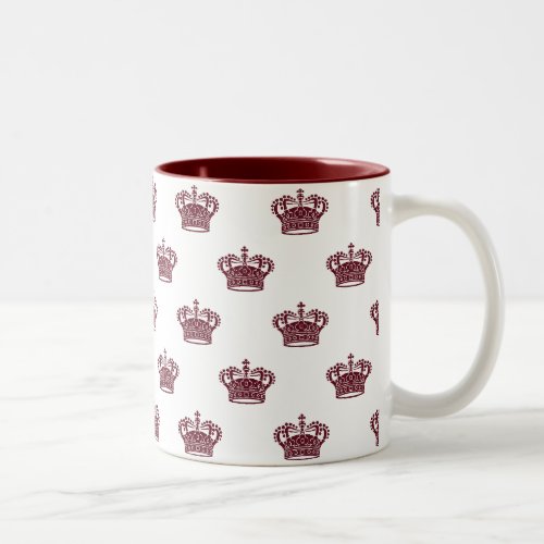 Crown 01 _ Maroon on White Two_Tone Coffee Mug