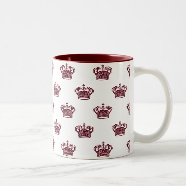 Crown 01 - Maroon on White Two-Tone Coffee Mug (Right)