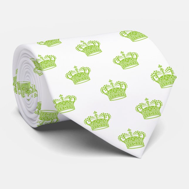 Crown 01 - Martian Green on White Neck Tie (Rolled)