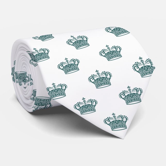 Crown 01 - Moss Green on White Neck Tie (Rolled)