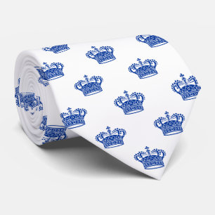 Crown 01 - Navy Blue on White Neck Tie