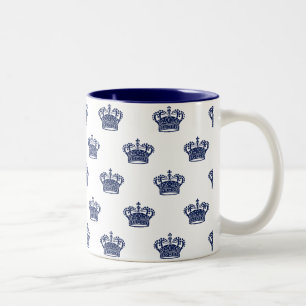 Crown 01 - Navy Blue on White Two-Tone Coffee Mug
