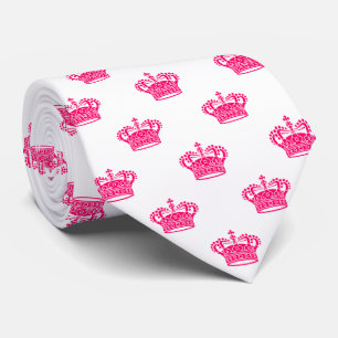 Crown 01 - Neon Red on White Neck Tie