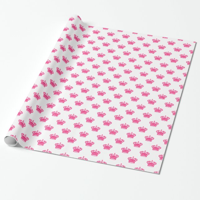 Crown 01 - Neon Red on White Wrapping Paper (Unrolled)