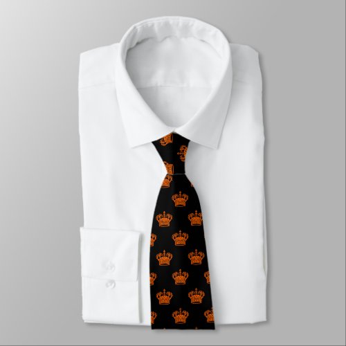 Crown 01 _ Orange on Black Neck Tie