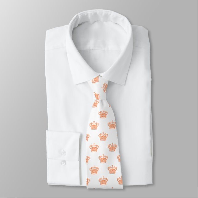 Crown 01 - Peach on White Neck Tie (Tied)