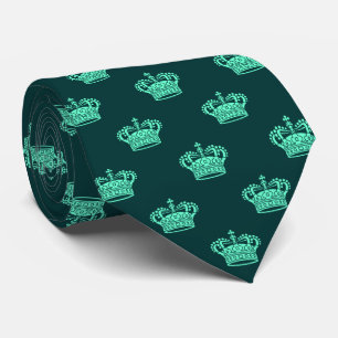 Crown 01 - Turquoise on Dark Green Neck Tie
