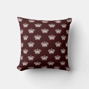 Crown 01 - White on Dark Brown Throw Pillow