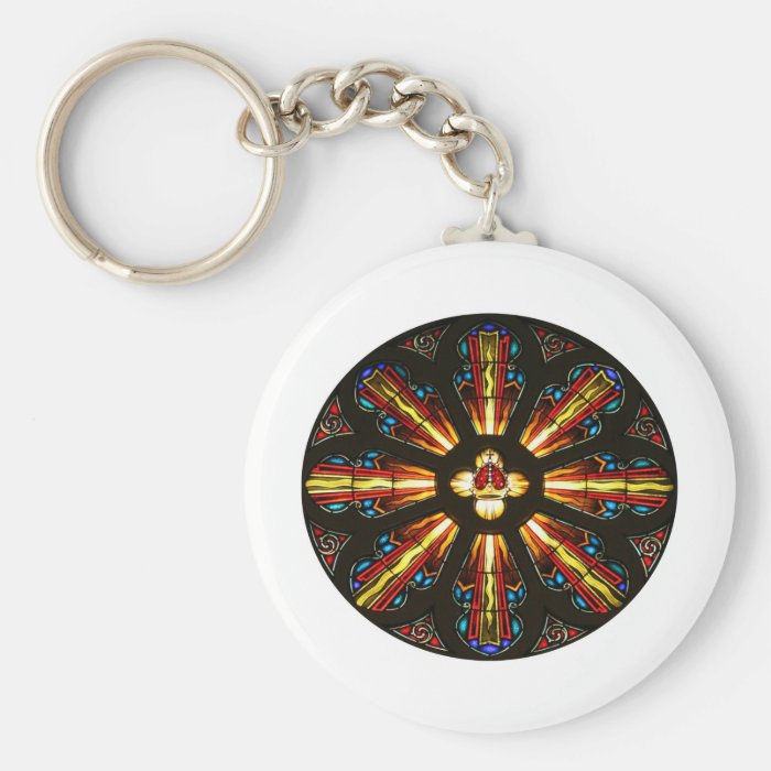 Crown and Cross Stained Glass Art Keychain
