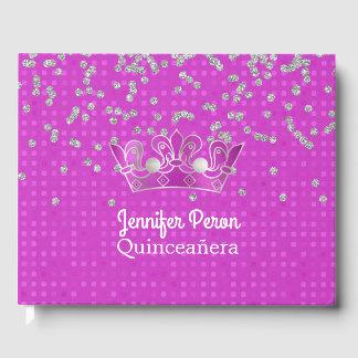 Crown and Diamonds Quinceañera Guest Book