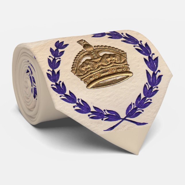 crown and garland print neck tie (Rolled)