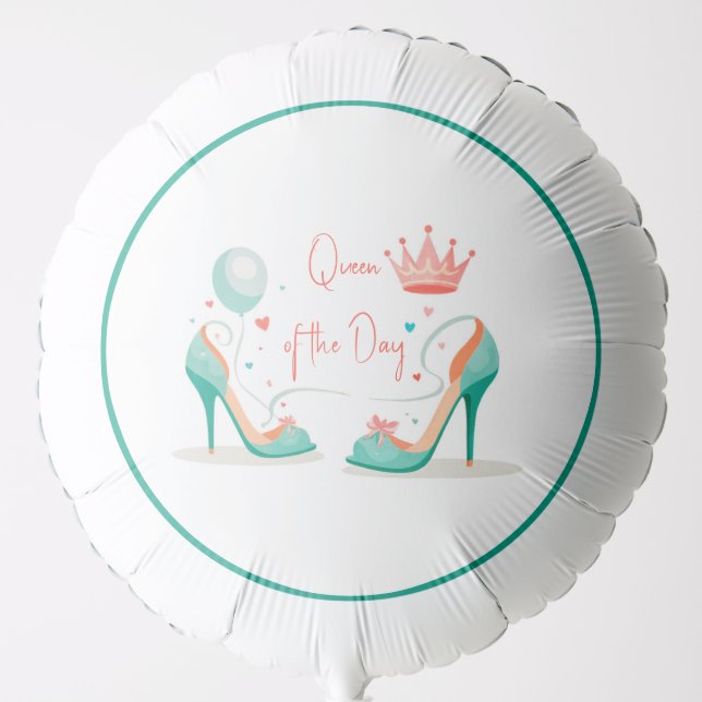 Crown and High Heels – Glamorous Pink & Mint Theme Balloon (Front)