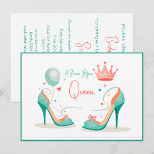 Crown and High Heels – Glamorous Pink & Mint Theme Invitation