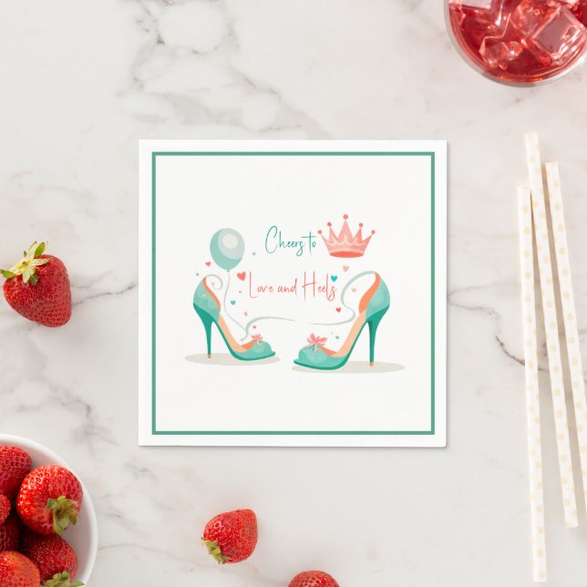 Crown and High Heels – Glamorous Pink & Mint Theme Napkins (Insitu)