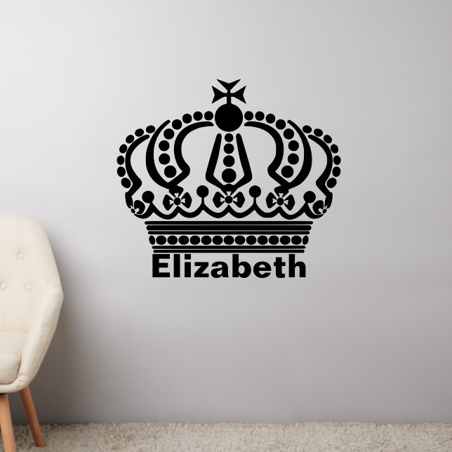 Crown and Personalized Name Wall Decal (Living Room 2)