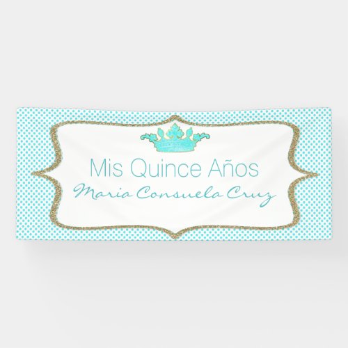 Crown and Polka Dot Quinceanera Banner